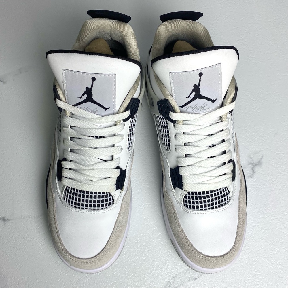 Jordan 4 Retro Military Black -Men’s White and Black Air Jordan Sneakers